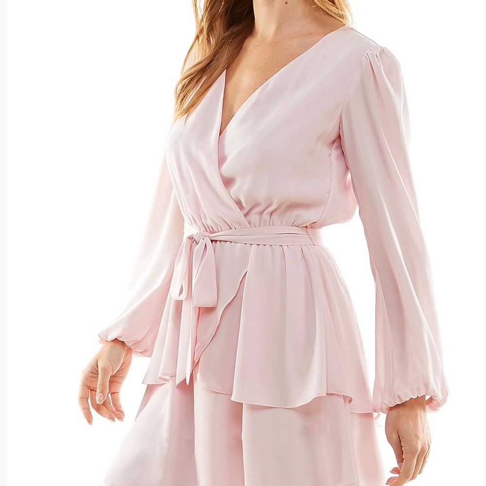 Elegant Pink Wrap Dress